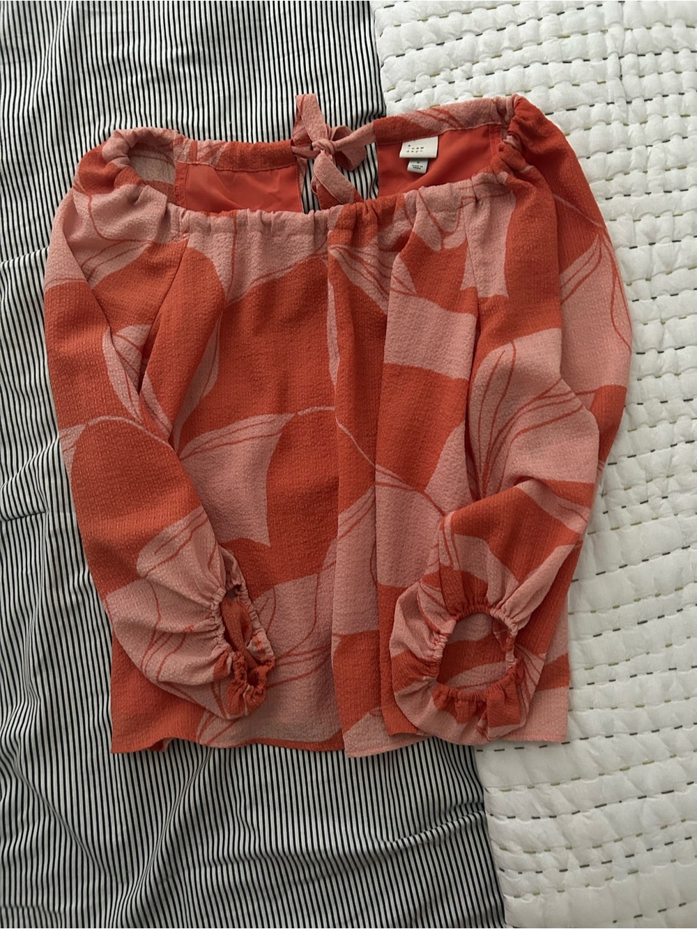 a new day Coral and Blush Floral Off-Shoulder Top